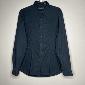 Express Men's Black Embroidered Long Sleeve Button-Up Shirt Size M